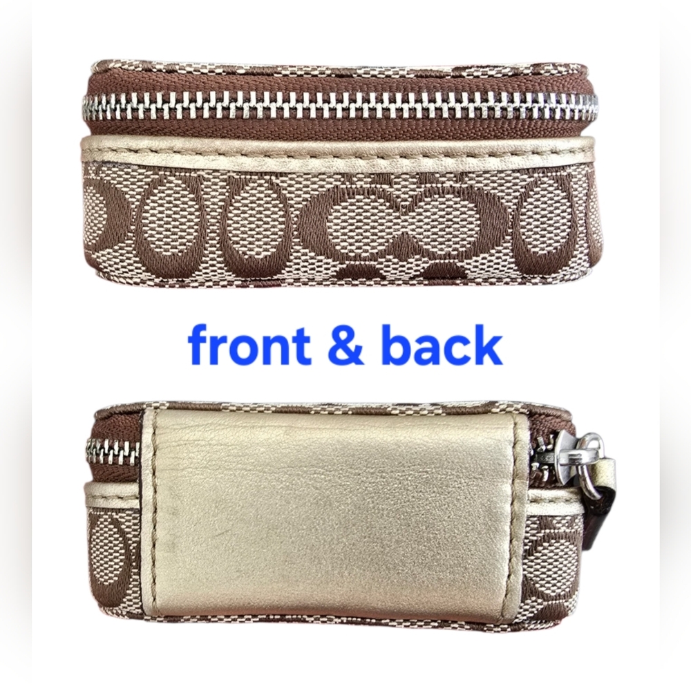Coach Signature Canvas Triple Pill Box Khaki signature canvas, gold trim VGUC - Picture 9 of 9